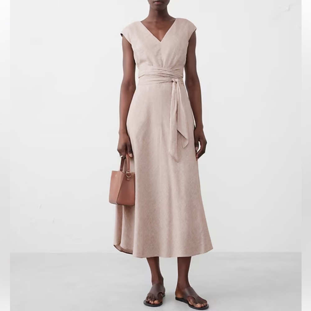 Banana Republic Factory Linen Taupe Midi Dress Size 4
